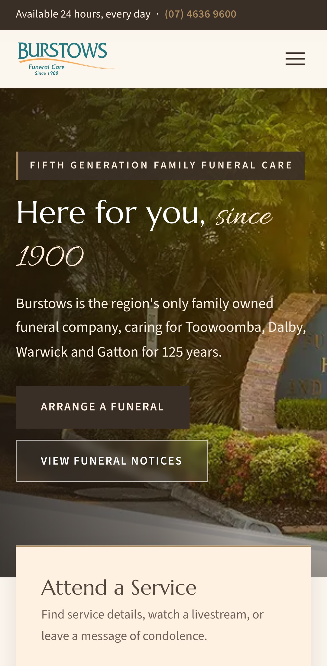 The new site, homepage, on a phone