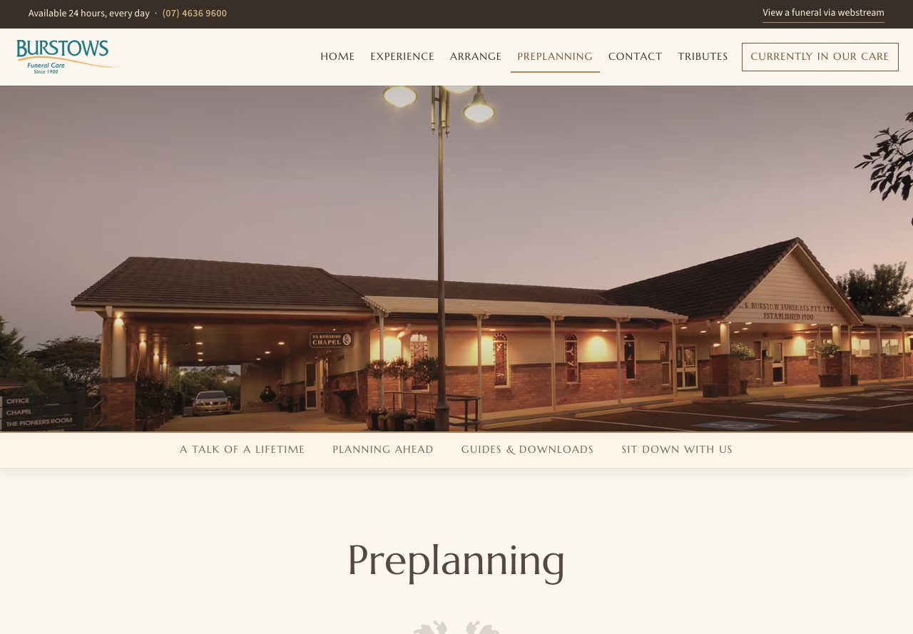 The new site, preplanning page